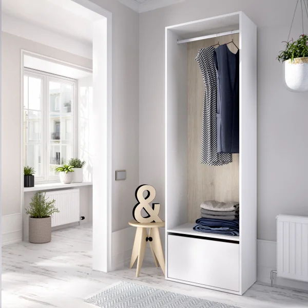 Cabina armadio 60x205h cm con scarpiera bianco rovere Vixa