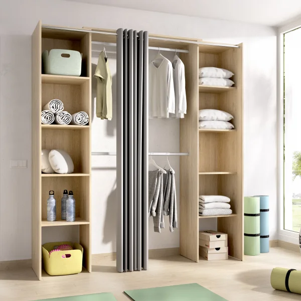 Cabina armadio allungabile 110/178x205h cm con tenda rovere Rivo