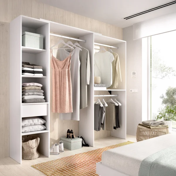 Cabina armadio angolare 137x187h cm con cassetti bianco Kora