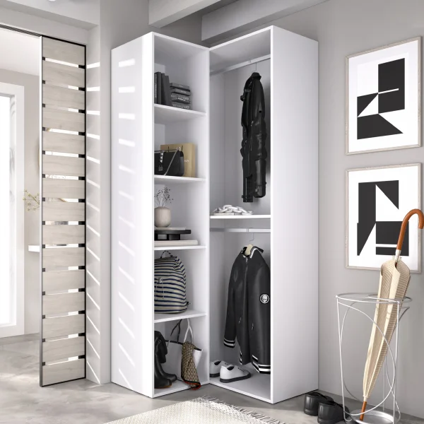 Cabina armadio angolare 85x205h cm bianco rovere Vixa