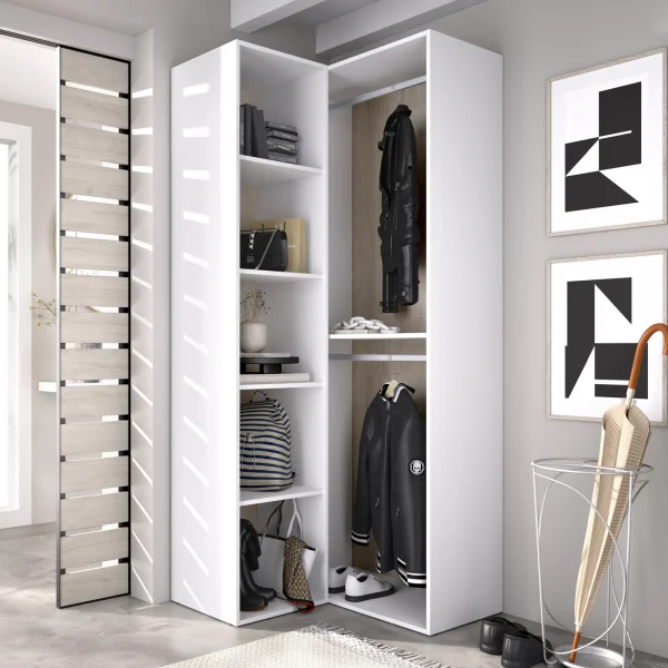 Cabina armadio angolare 85x205h cm bianco rovere Vixa