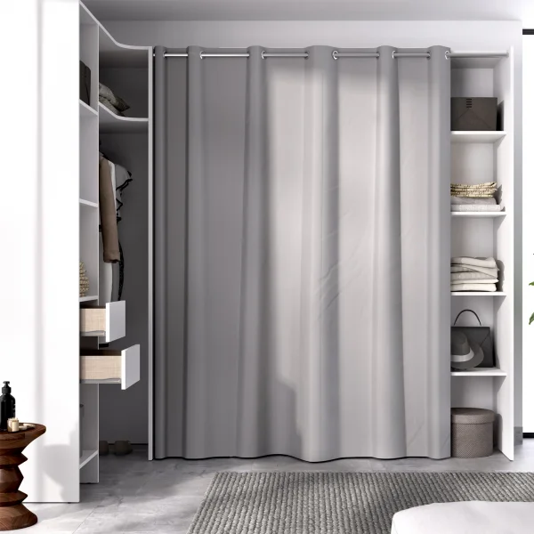 Cabina armadio angolare allungabile 164/232x205h cm con tenda bianco Rivo