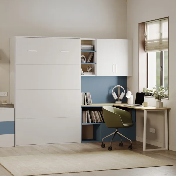 Cameretta 253x208h cm con letto a scomparsa e scrivania cashmere azzurro Colorful