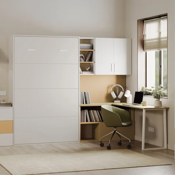 Cameretta 253x208h cm con letto a scomparsa e scrivania cashmere giallo Colorful