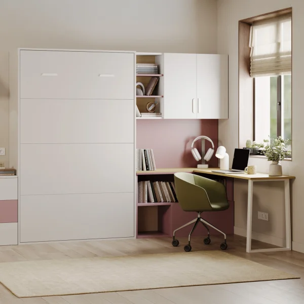 Cameretta 253x208h cm con letto a scomparsa e scrivania cashmere rosa Colorful