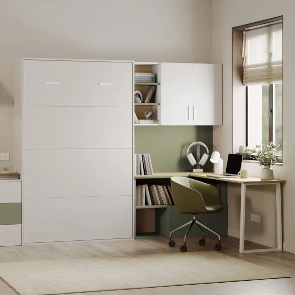 Cameretta 253x208h cm con letto a scomparsa e scrivania cashmere verde Colorful