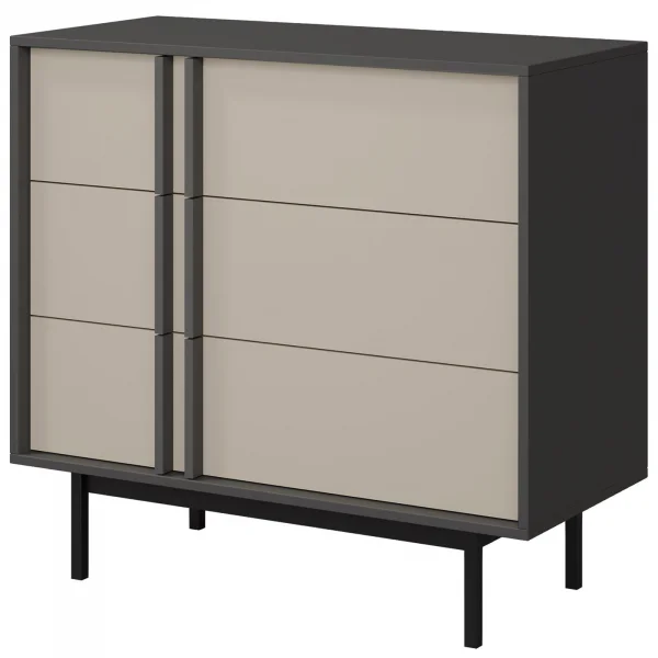 Cassettiera 93x87 cm 3 cassetti antracite beige Essenzia
