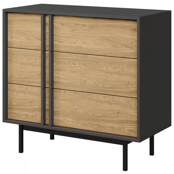 Cassettiera 93x87 cm 3 cassetti antracite rovere Essenzia