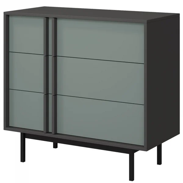 Cassettiera 93x87 cm 3 cassetti antracite verde Essenzia