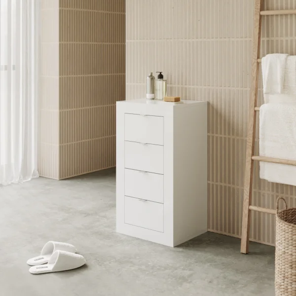 Cassettiera bagno 42x78h cm 4 cassetti bianco lucido Turny