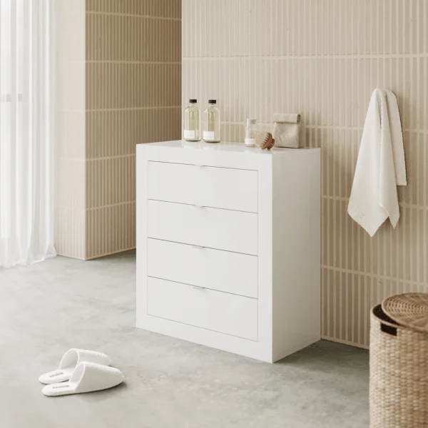 Cassettiera bagno 70x78h cm 4 cassetti bianco lucido Turny