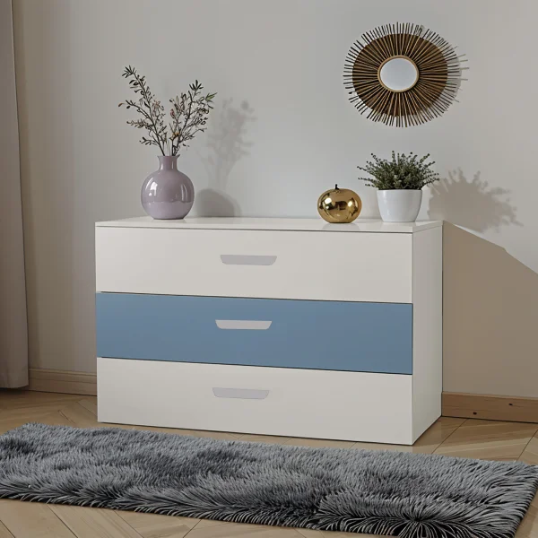 Cassettiera cameretta 80x73h cm 3 cassetti cashmere azzurro Colorful