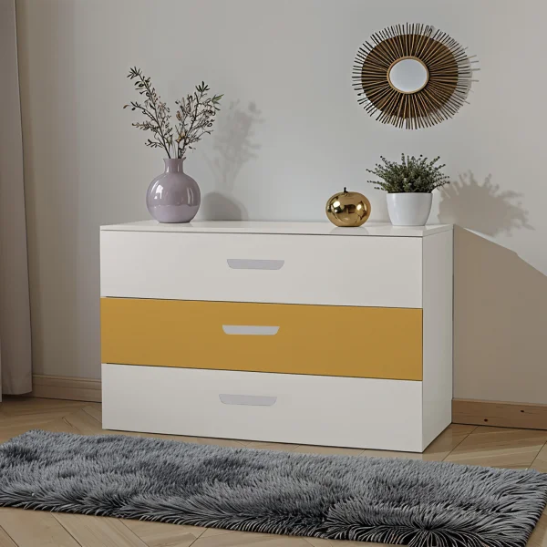 Cassettiera cameretta 80x73h cm 3 cassetti cashmere giallo Colorful