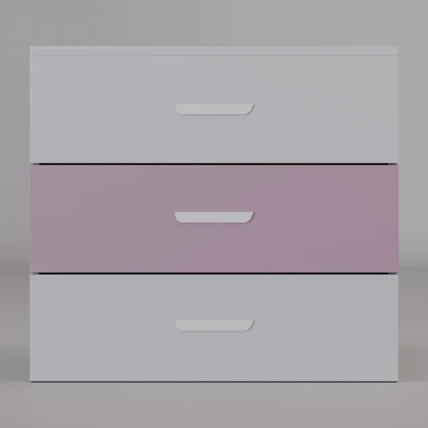 Cassettiera cameretta 80x73h cm 3 cassetti cashmere rosa Colorful
