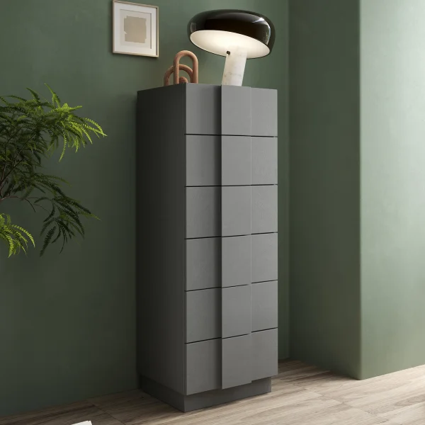 Cassettiera multifunzione 50x138cm 6 cassetti grigio scuro Fummy - Tally - Brilly