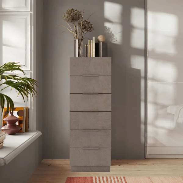Cassettiera multifunzione 50x138cm 6 cassetti marrone bronzo rovere scuro Silky - Gassy