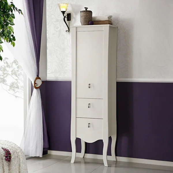 Colonna bagno classica 45x157h cm 2 cassetti bianca Brigit