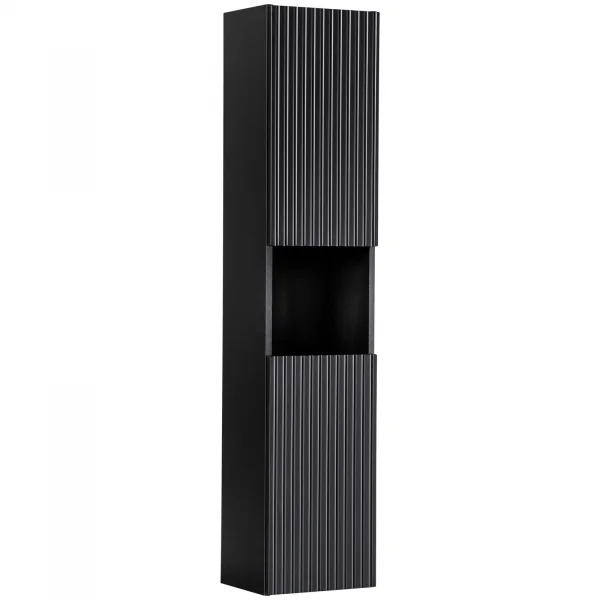 Colonna bagno sospesa 30x140h cm cannettato 2 ante nero Cleany