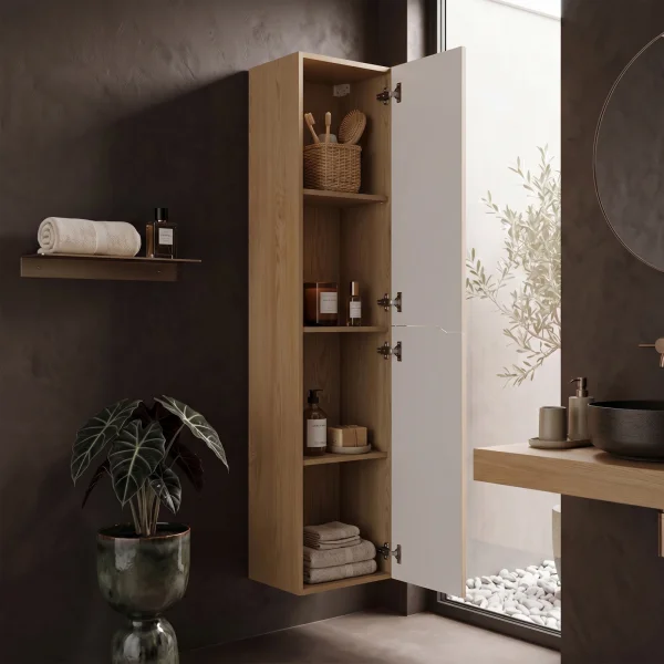 Colonna bagno sospesa 35x170h cm cannettato 2 ante rovere Pretty