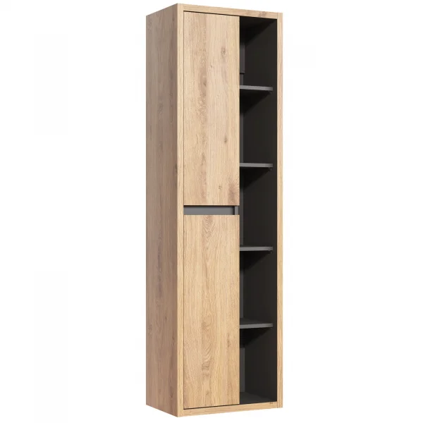 Colonna bagno sospesa 50x170h cm 2 ante rovere antracite Veny