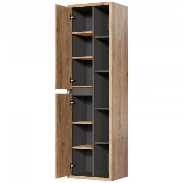 Colonna bagno sospesa 50x170h cm 2 ante rovere antracite Veny