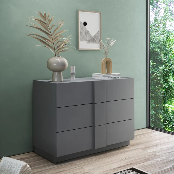 Comò cassettiera multifunzione 110x83cm 3 cassetti grigio scuro Fummy - Tally - Brilly