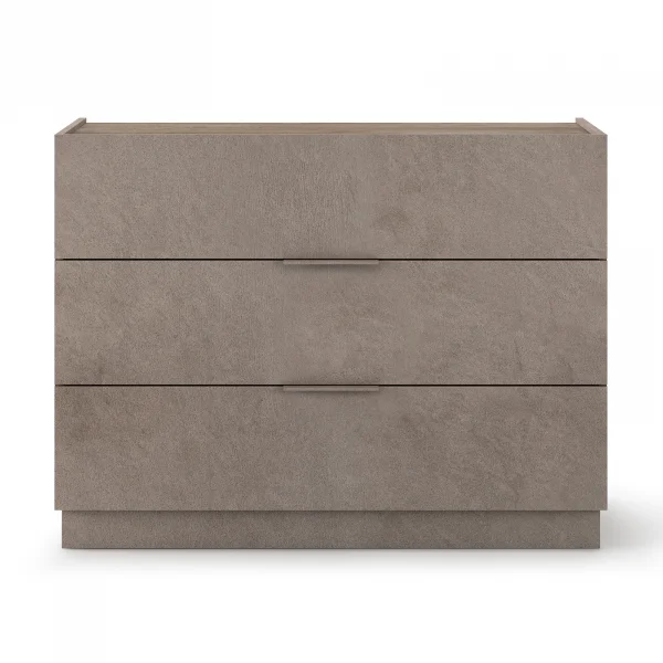 Comò cassettiera multifunzione 110x83cm 3 cassetti marrone bronzo rovere scuro Silky - Gassy