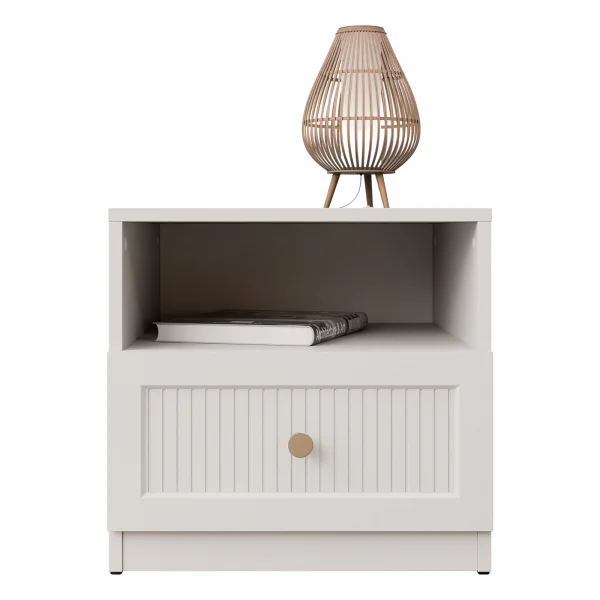 Comodino 46x44h cm cannettato 1 cassetto beige cashmere Rolly