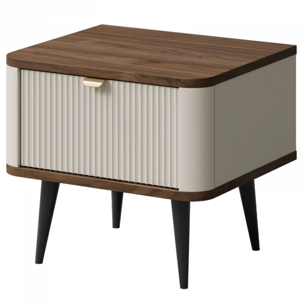 Comodino 50x42 cm 1 cassetto beige cashmere noce Arden