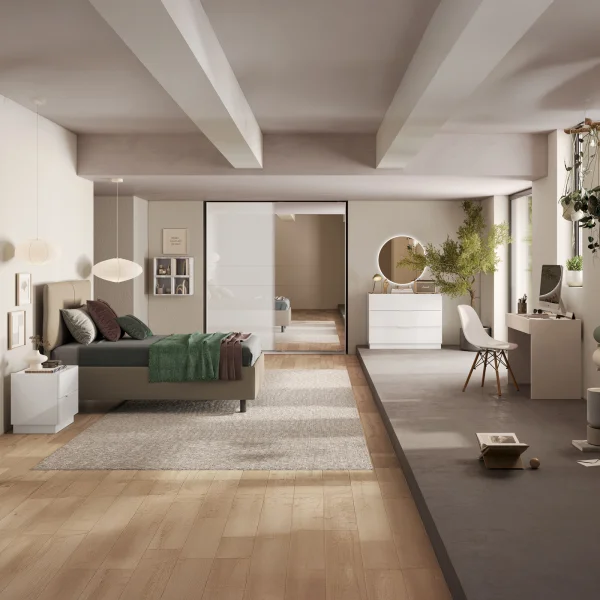Comodino 50x52h cm 2 cassetti bianco lucido Silky