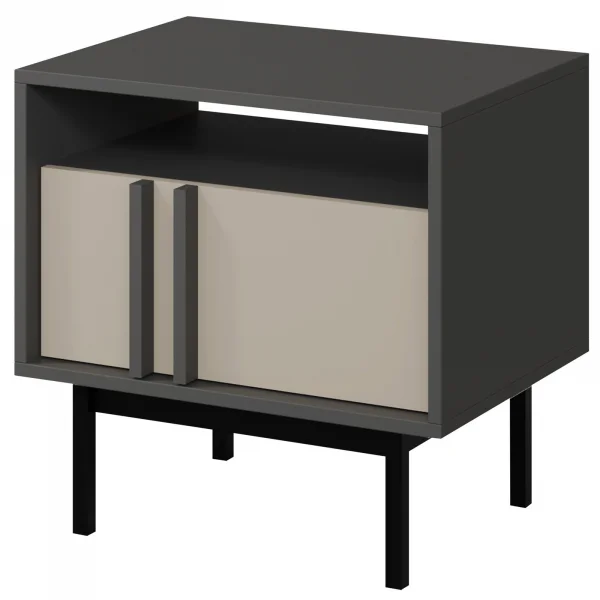 Comodino 53x53 cm 1 cassetto antracite beige Essenzia