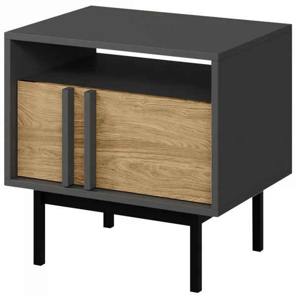Comodino 53x53 cm 1 cassetto antracite rovere Essenzia