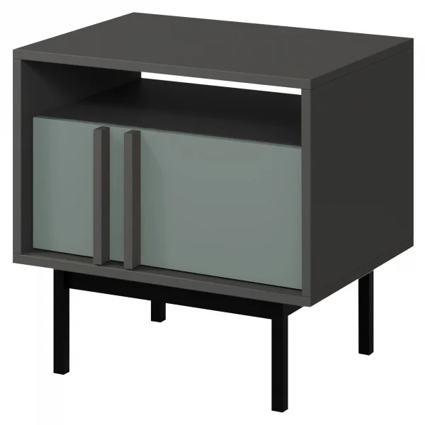 Comodino 53x53 cm 1 cassetto antracite verde Essenzia