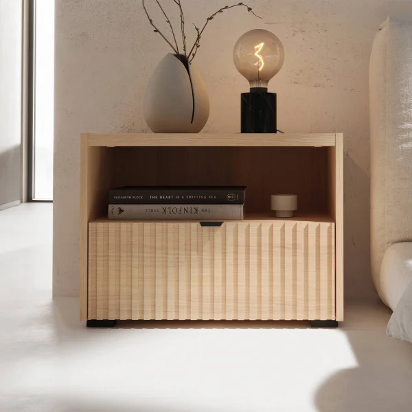 Comodino 59x44h cm cannettato 1 cassetto rovere Sally