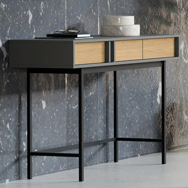Consolle 123x83 cm 2 cassetti antracite rovere Essenzia