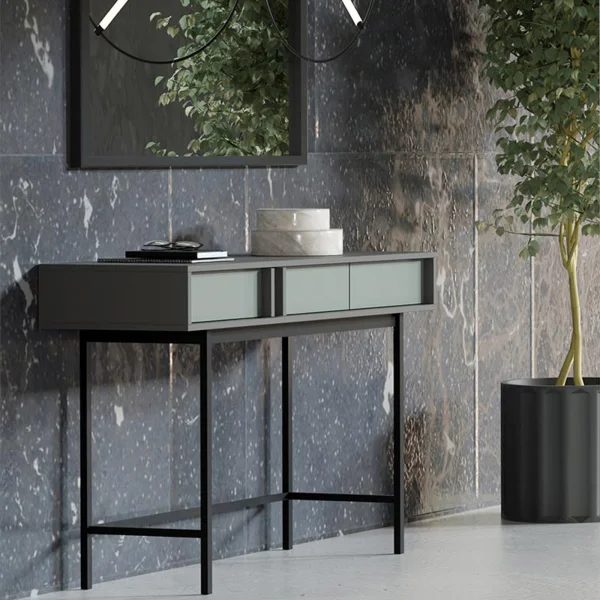 Consolle 123x83 cm 2 cassetti antracite verde Essenzia