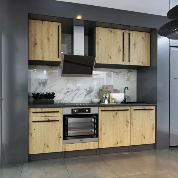 Cucina 220cm completa componibile moderna rovere Cookys
