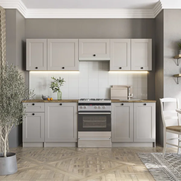 Cucina 240cm completa componibile moderna beige noce Coolly