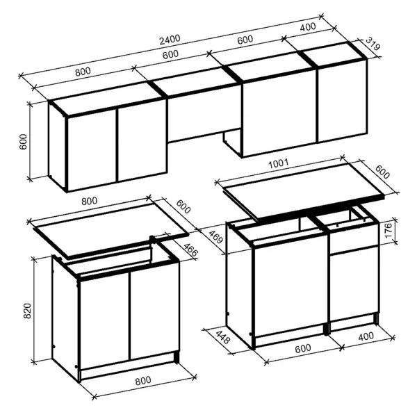 Cucina 240cm completa componibile moderna verde salvia rovere Taipei