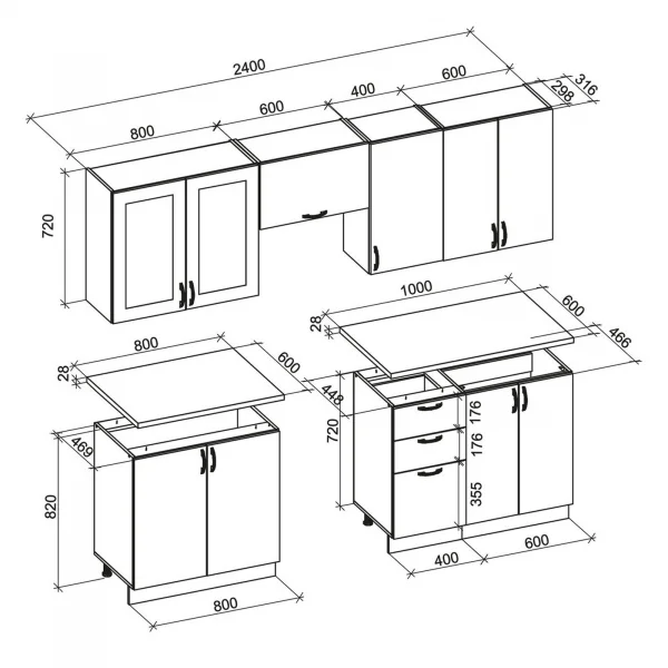 Cucina 240cm completa moderna shabby componibile bianco blu Stilly