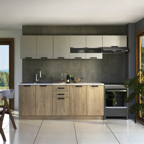 Cucina 260cm moderna lineare standard rovere beige Cook