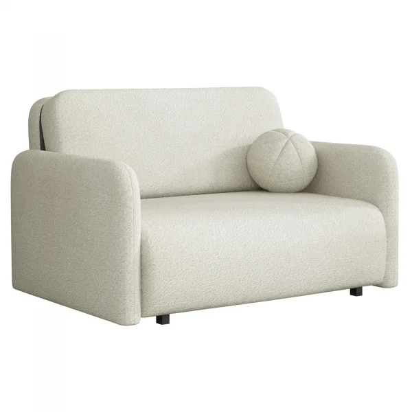 Divano letto 2 posti  130x103 cm con contenitore e cuscino tessuto bouclé beige chiaro Reposa