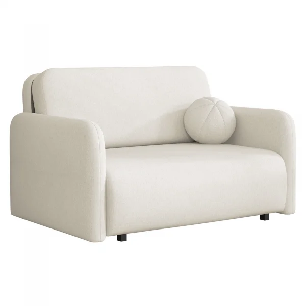 Divano letto 2 posti 130x103 cm con contenitore e cuscino tessuto velo panna Reposa
