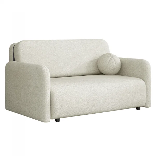Divano letto 2 posti 150x103 cm con contenitore e cuscino tessuto bouclé beige chiaro Reposa