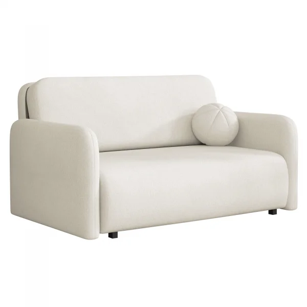 Divano letto 2 posti 150x103 cm con contenitore e cuscino tessuto velo panna Reposa