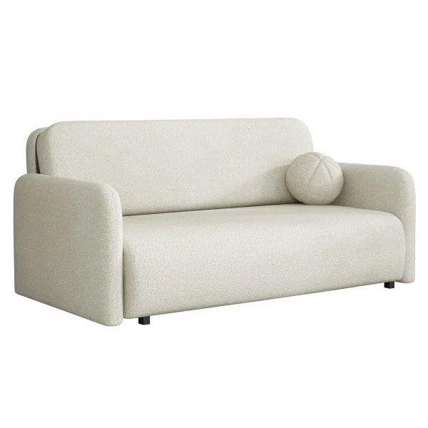 Divano letto 3 posti 170x103 cm con contenitore e cuscino tessuto bouclé beige chiaro Reposa