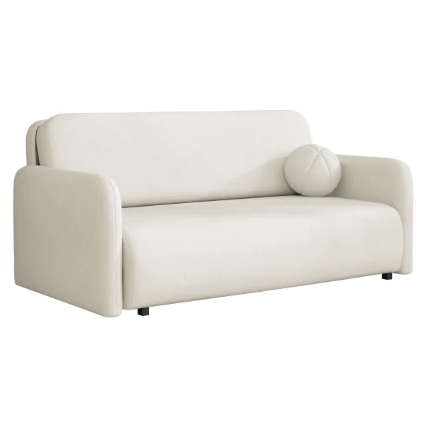 Divano letto 3 posti 170x103 cm con contenitore e cuscino tessuto velo panna Reposa