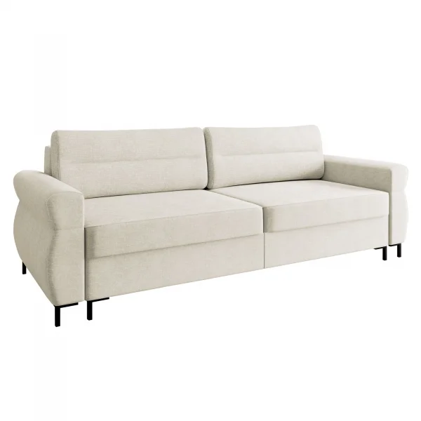 Divano letto 3 posti 238x95 cm con box contenitore imbottito beige chiaro nero Velissa