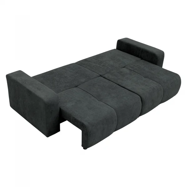 Divano letto 3 posti 248x90cm con contenitore in tessuto velo nero Floty