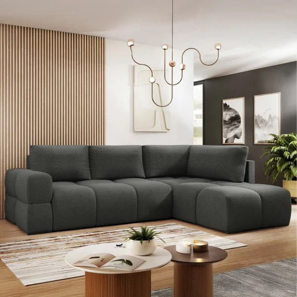 Divano letto angolare 3 posti 267x185cm box contenitore antracite Sottovoce